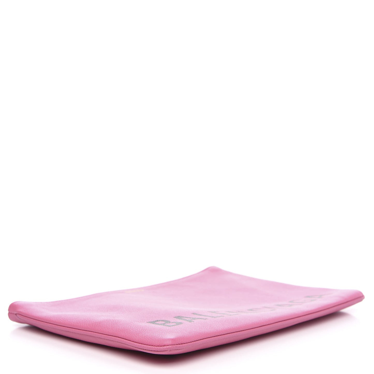 Signature Grained Calfskin Large Ville Zip Pouch Rose Bubblegum Black