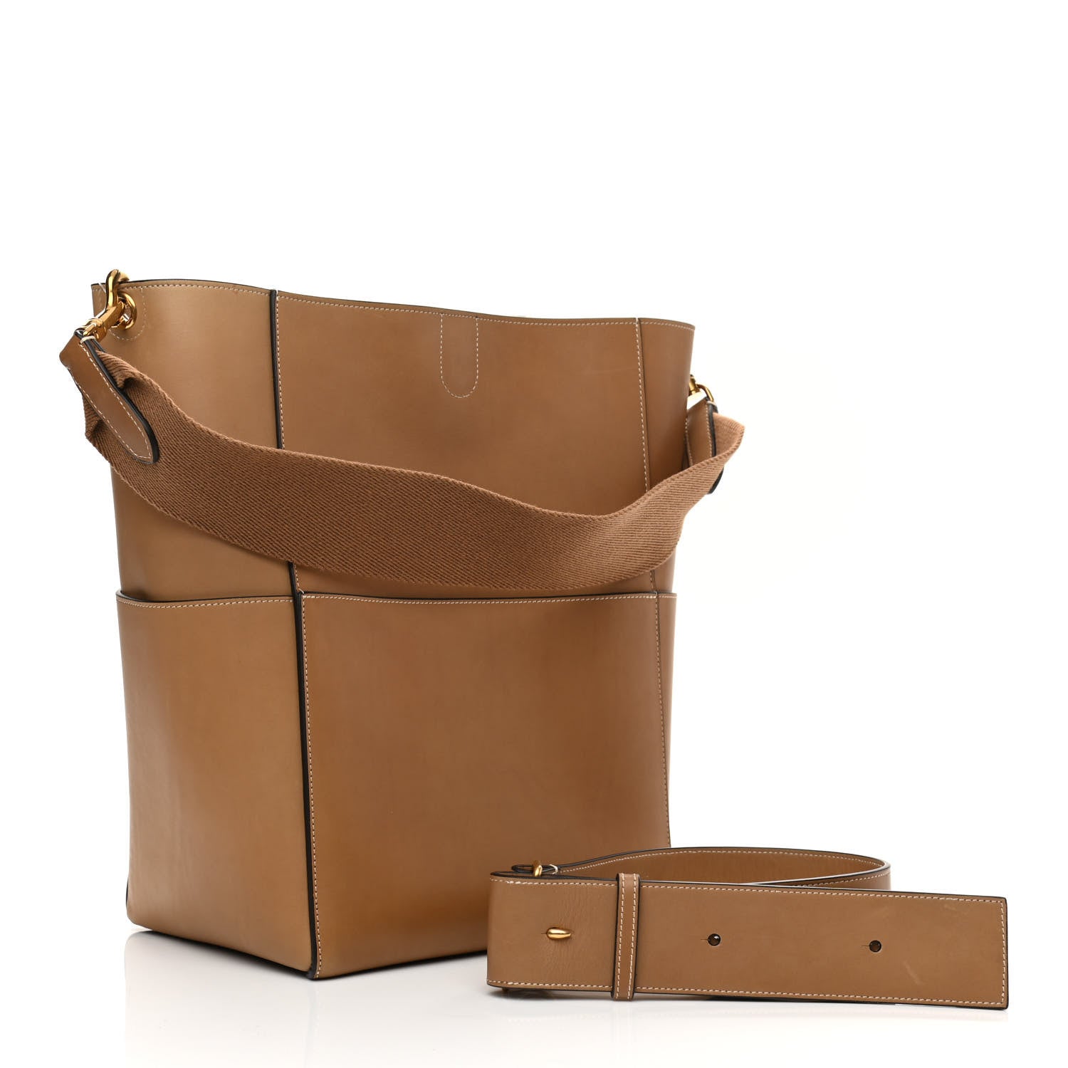 Celine Natural Calfskin Sangle Bucket Bag Light Camel 3 of 9