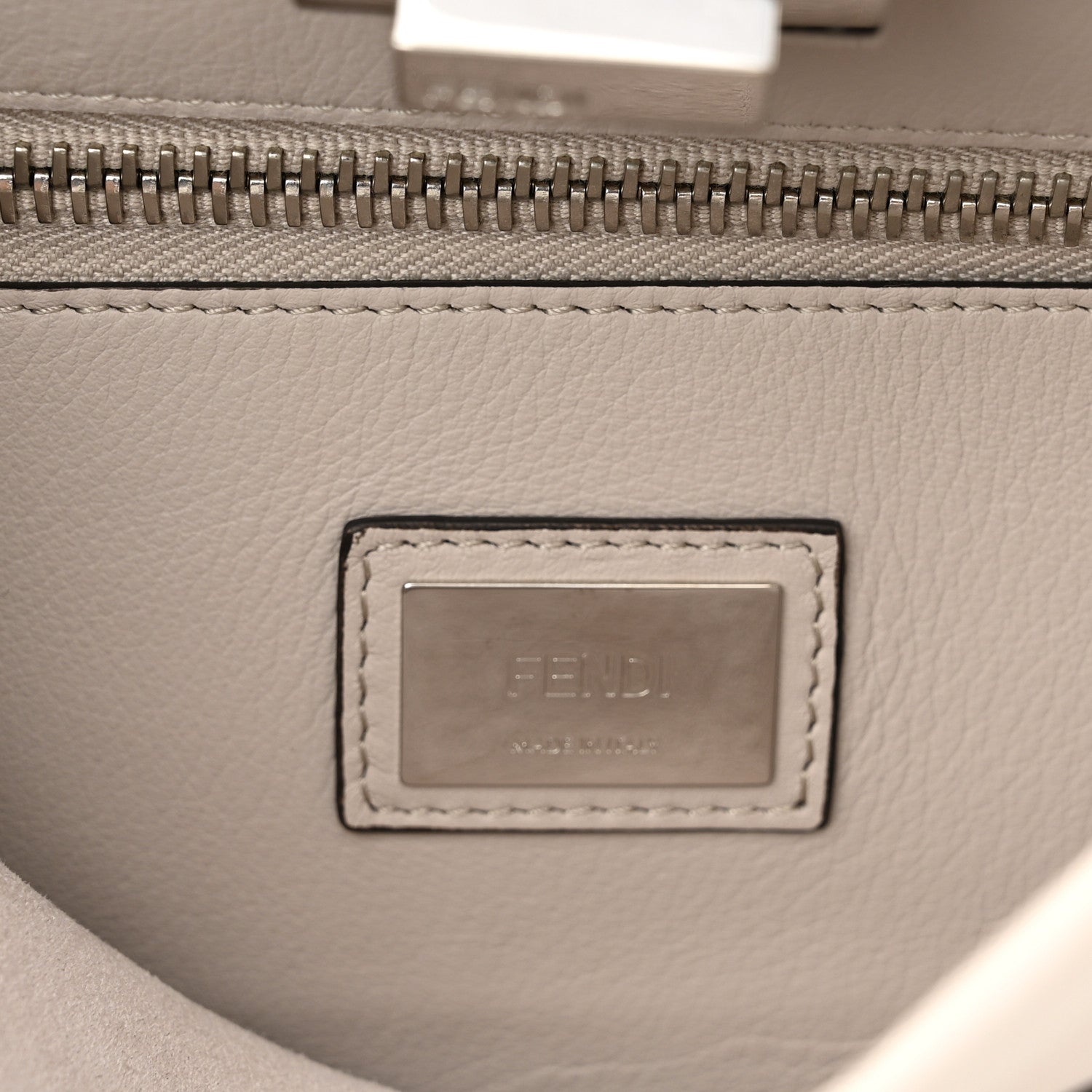 Fendi Vitello Seta Lace Up Medium Peekaboo Iconic Satchel Grigio Polvere 6 of 9