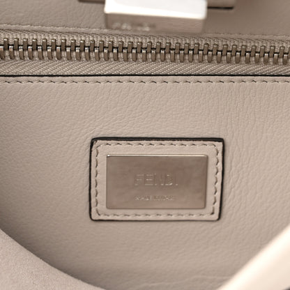 Fendi Vitello Seta Lace Up Medium Peekaboo Iconic Satchel Grigio Polvere 6 of 9