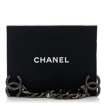 Chanel Metal CC Pick Drop Earrings Ruthenium 5 of 5