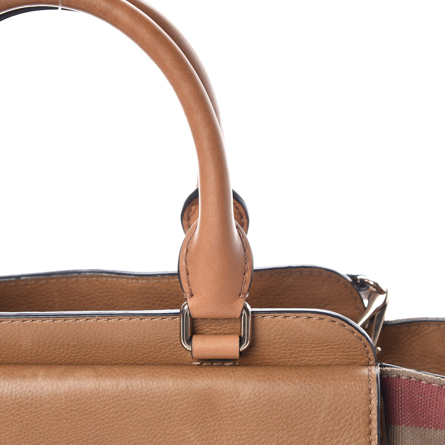 Burberry Mega Check Grained Calfskin Medium Harcourt Satchel Saddle Brown 18 of 28