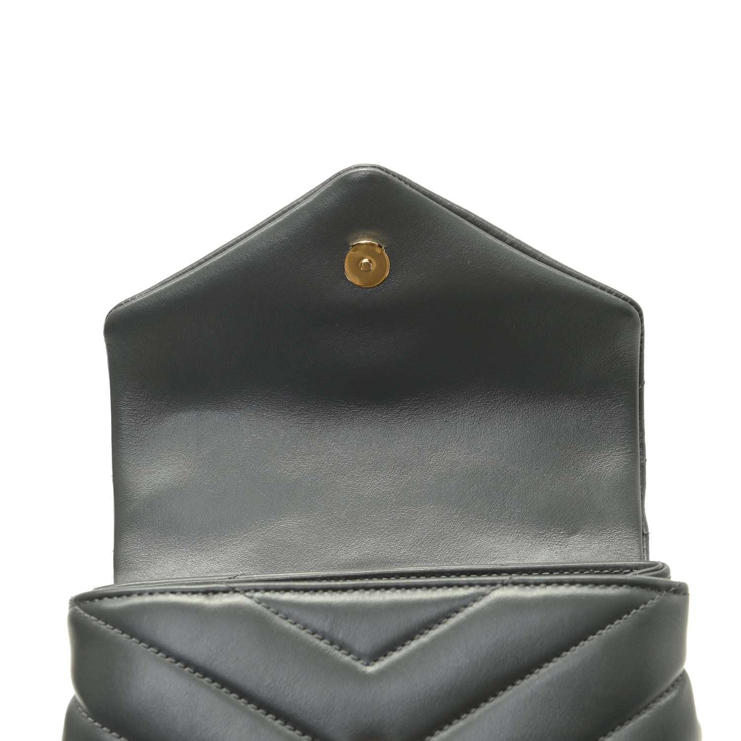 Saint Laurent Calfskin Y Quilted Monogram Toy Loulou Satchel Storm 14 of 15