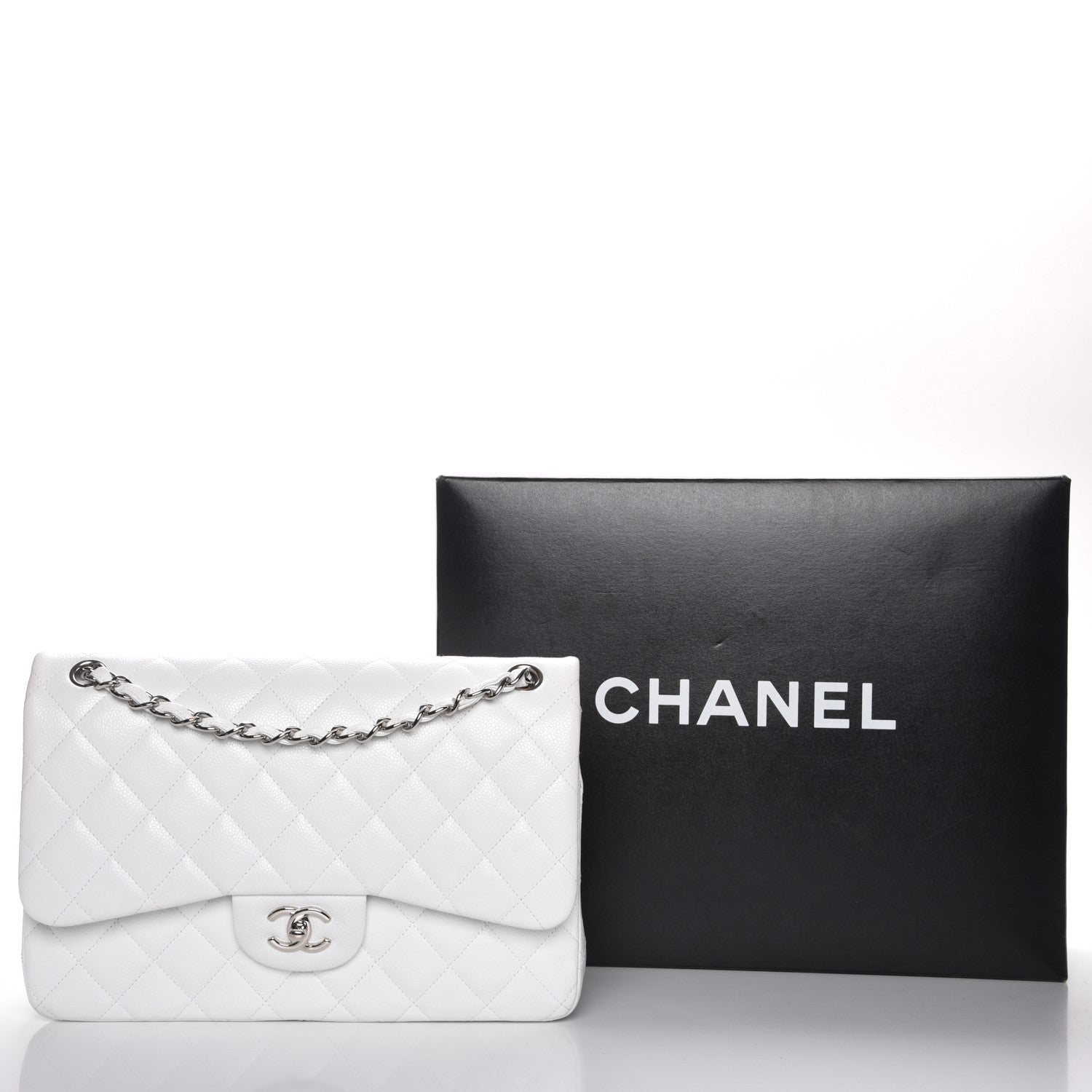 Chanel Caviar Quilted Jumbo Double Flap White 9 of 9