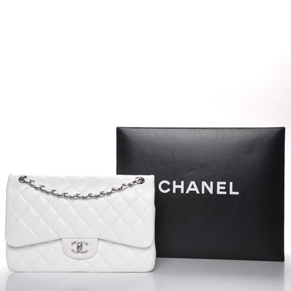 Chanel Caviar Quilted Jumbo Double Flap White 9 of 9