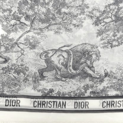 Christian Dior Wool Cashmere Silk Dioriviera Toile De Jouy Stole Grey 2 of 3