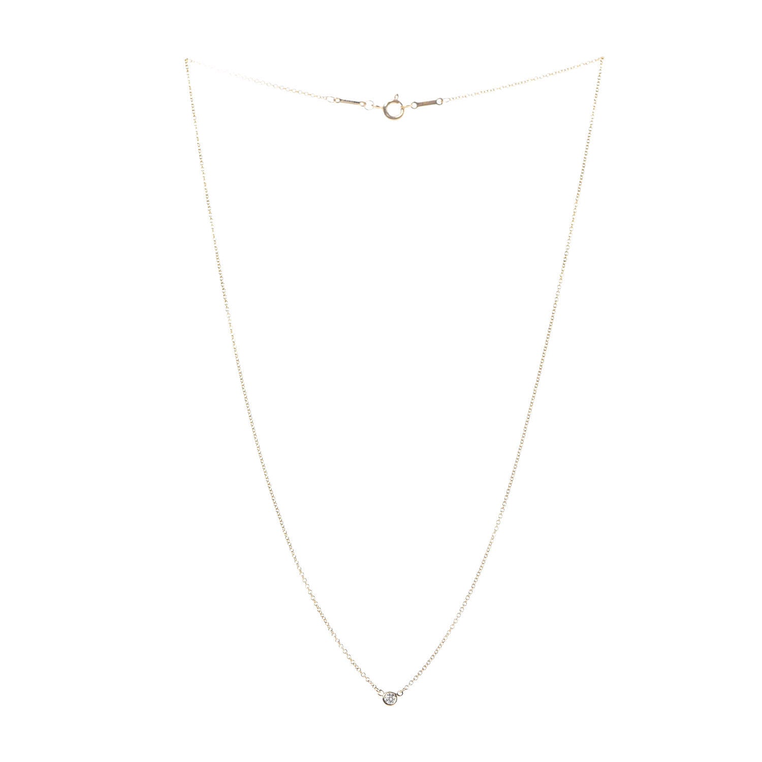 Tiffany 18K Yellow Gold Diamond .05ct Elsa Peretti Diamonds by the Yard Pendant Necklace 3 of 7