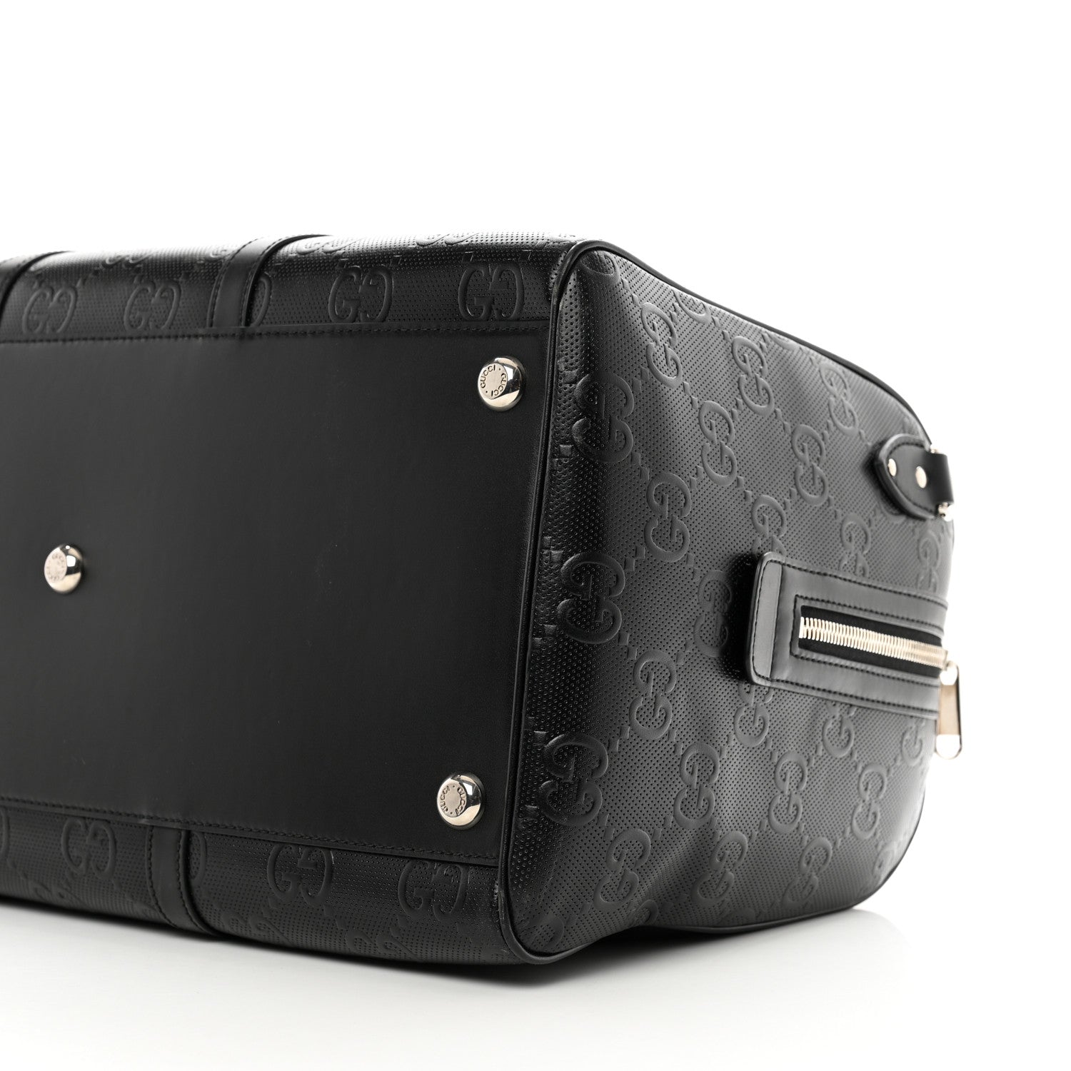 Gucci Calfskin GG Tennis Embossed Duffle Bag Black 7 of 8