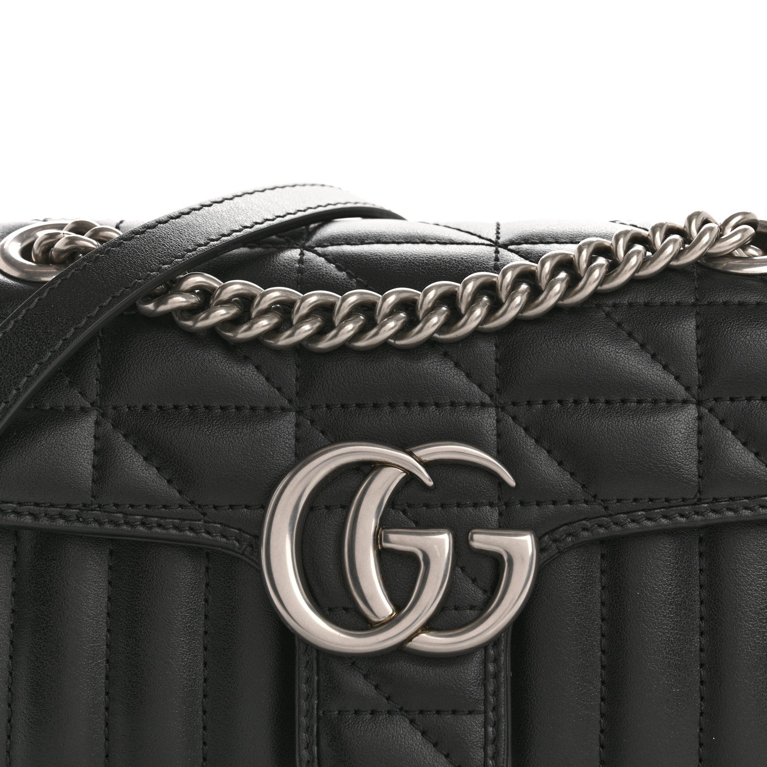 Gucci Calfskin Matelasse Aria Mini GG Marmont Shoulder Bag Black Black 8 of 10