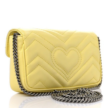 Gucci Calfskin Matelasse Super Mini GG Marmont Shoulder Bag Banana 3 of 10