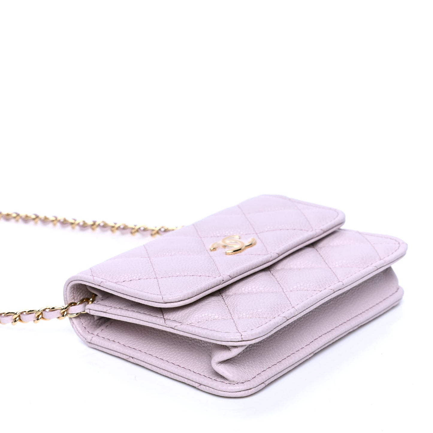 Caviar Quilted Miss Coco Clutch With Chain Light Purple