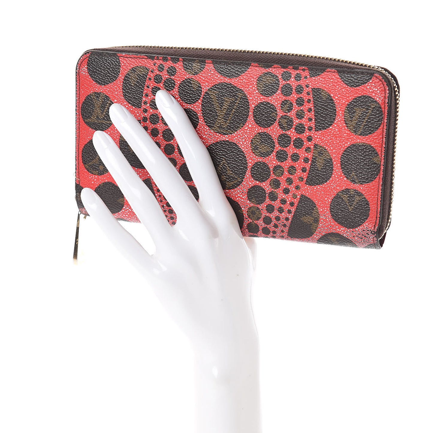 Monogram Kusama Pumpkin Dots Zippy Wallet Red