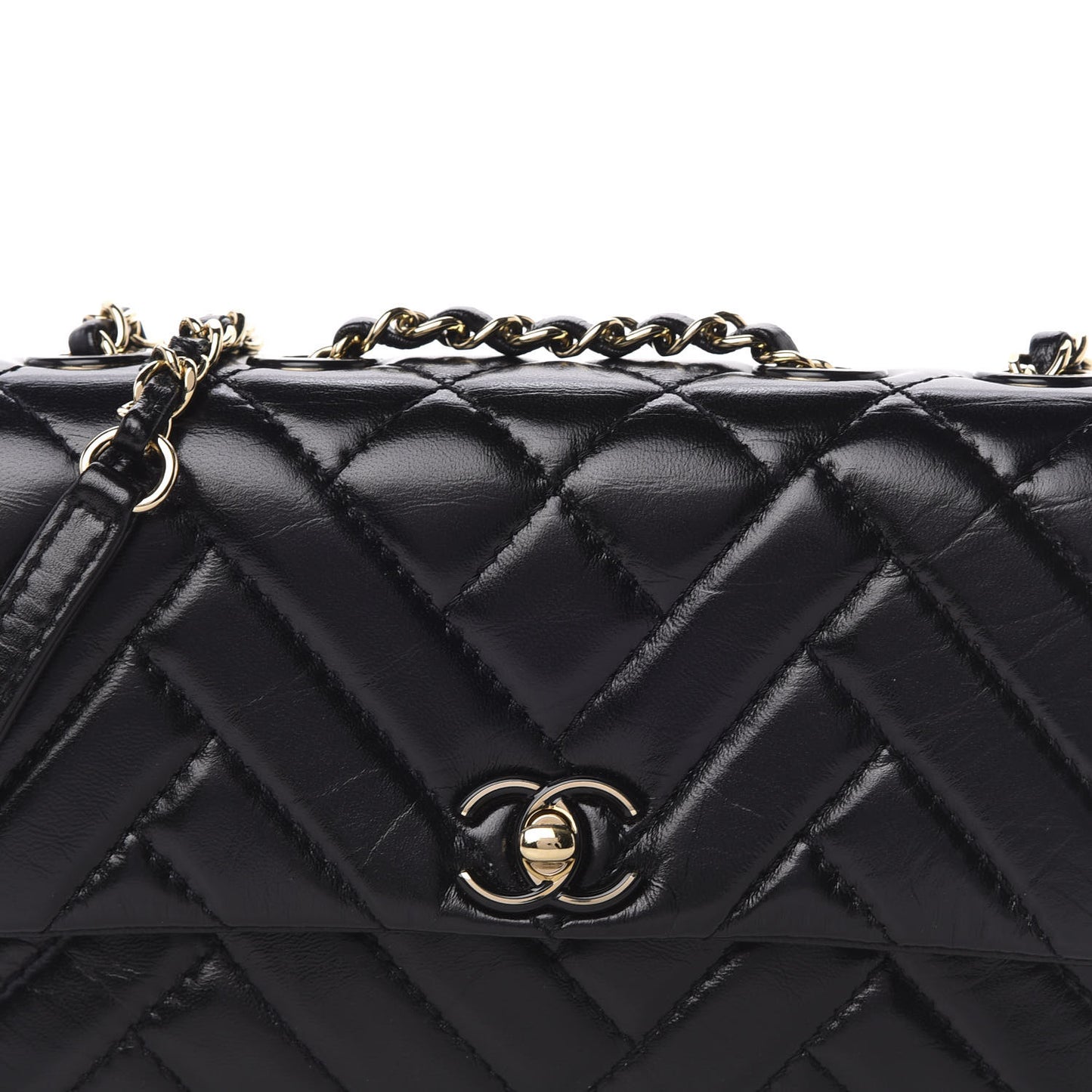 Shiny Lambskin Quilted Small Montcoco Flap Black