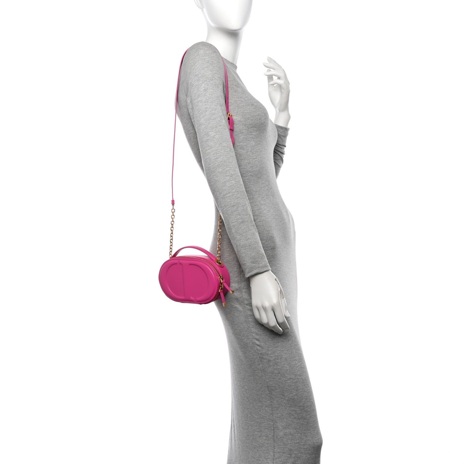 Christian Dior Calfskin CD Signature Oval Crossbody Camera Bag Rani Pink 2 of 11