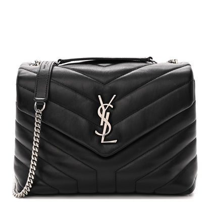 Saint Laurent Calfskin Y Quilted Monogram Small Loulou Chain Satchel Black 1 of 12