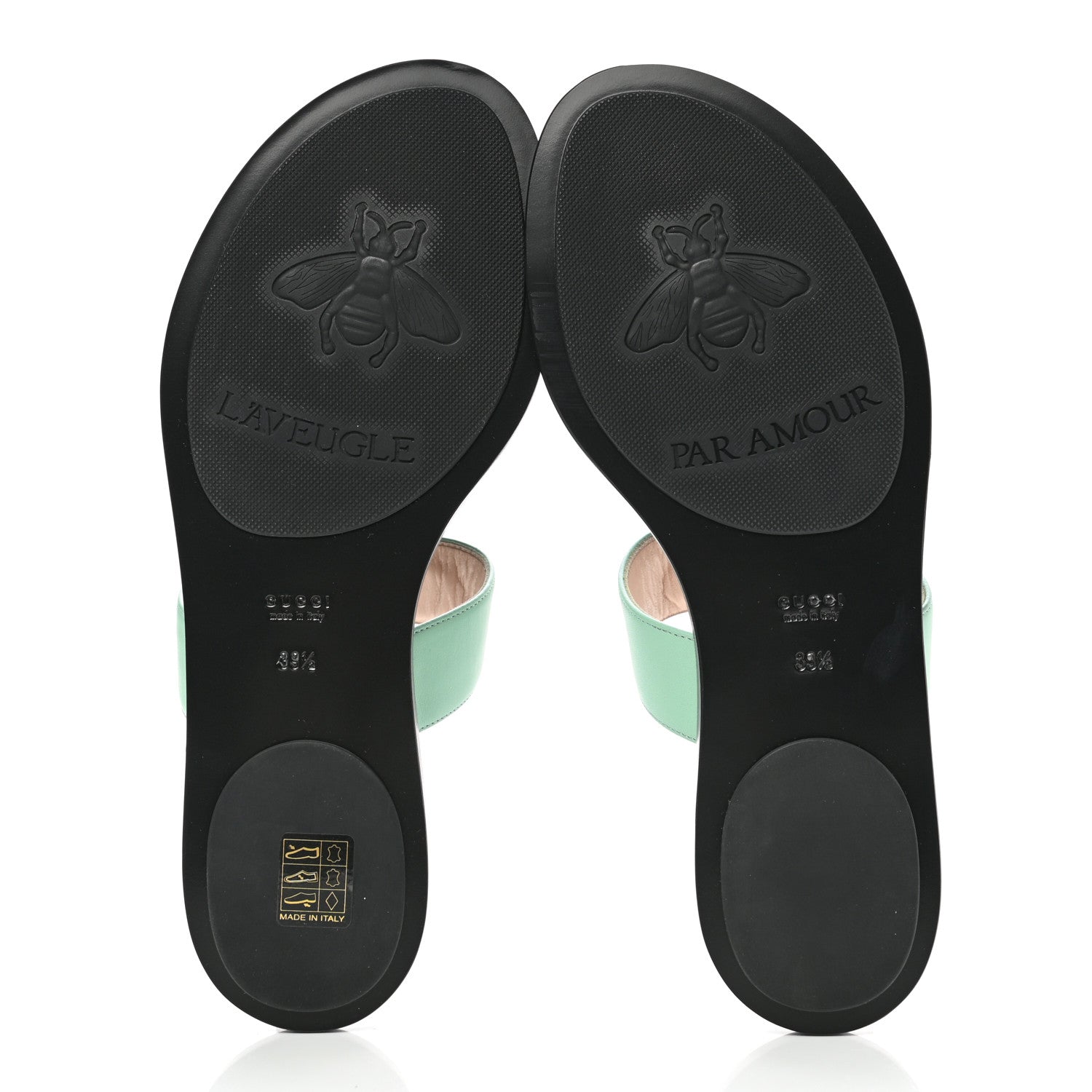 Gucci Calfskin GG Marmont Thong Sandals 39.5 Water Green 5 of 8