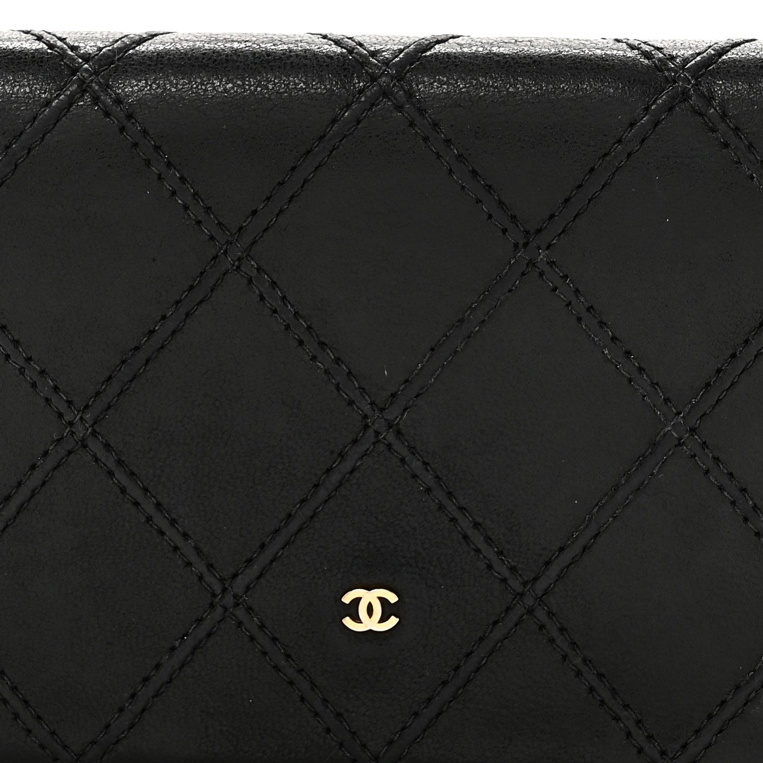 Chanel Lambskin Diamond Stitched Compact Flap Wallet Black 3 of 9