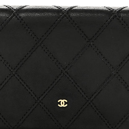Chanel Lambskin Diamond Stitched Compact Flap Wallet Black 3 of 9