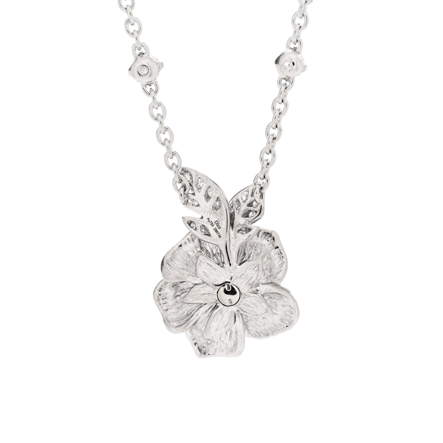 18K White Gold Diamond Medium Rose Dior Bagatelle Necklace