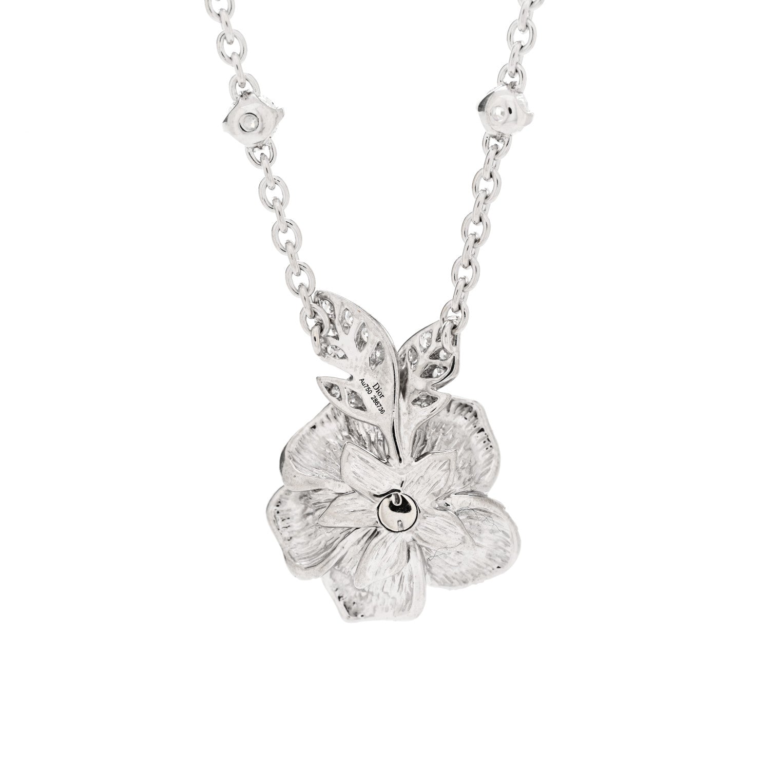Christian Dior 18K White Gold Diamond Medium Rose Dior Bagatelle Necklace 3 of 4