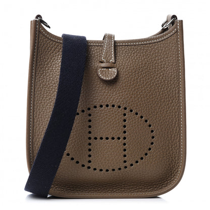 Hermes Taurillon Clemence Amazone Evelyne TPM Etoupe Bleu Indigo 1 of 12