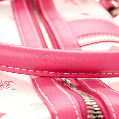 MCM Visetos Medium Boston Bag Pink White 12 of 13