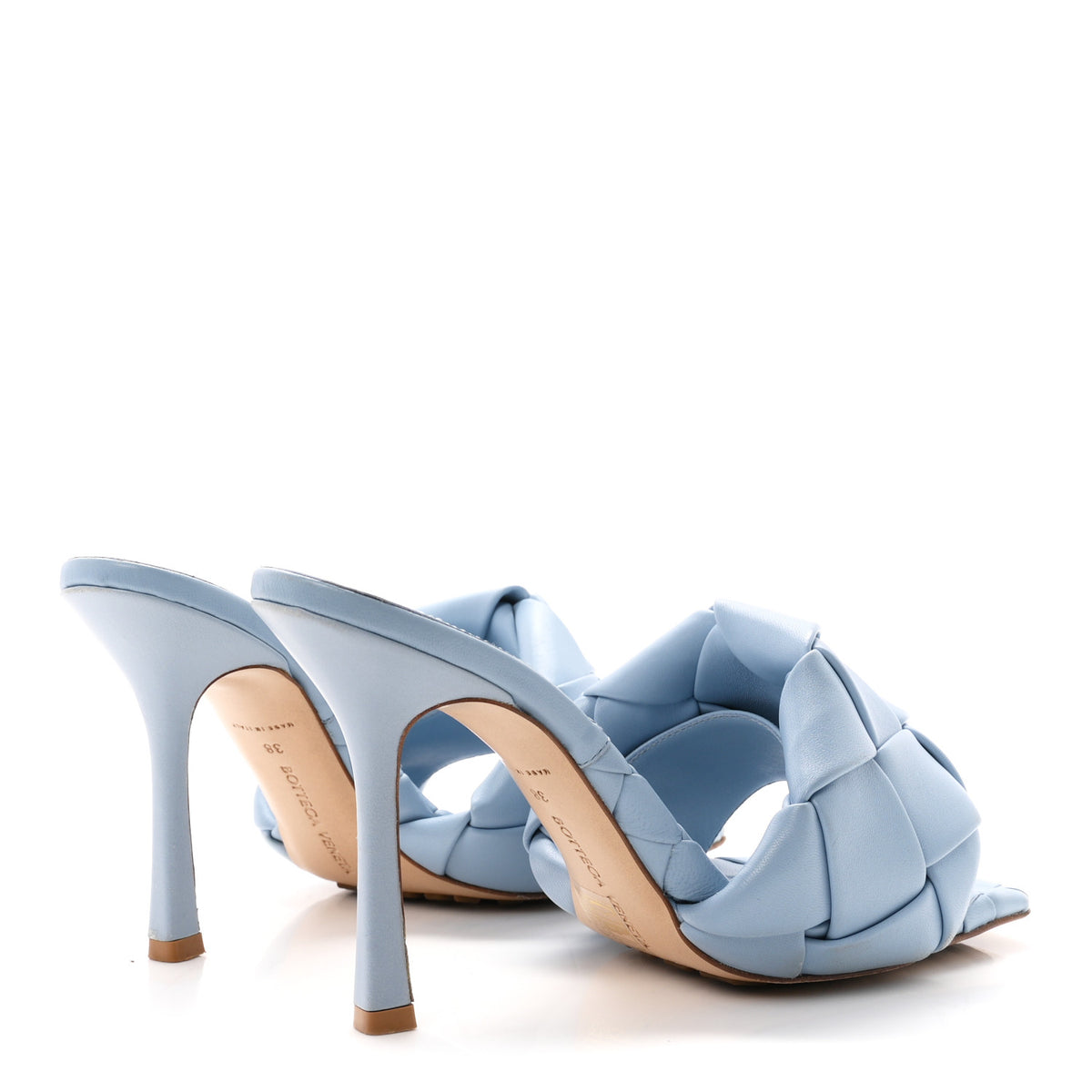 Nappa Maxi Intrecciato Lido Mule Sandals 38 Ice