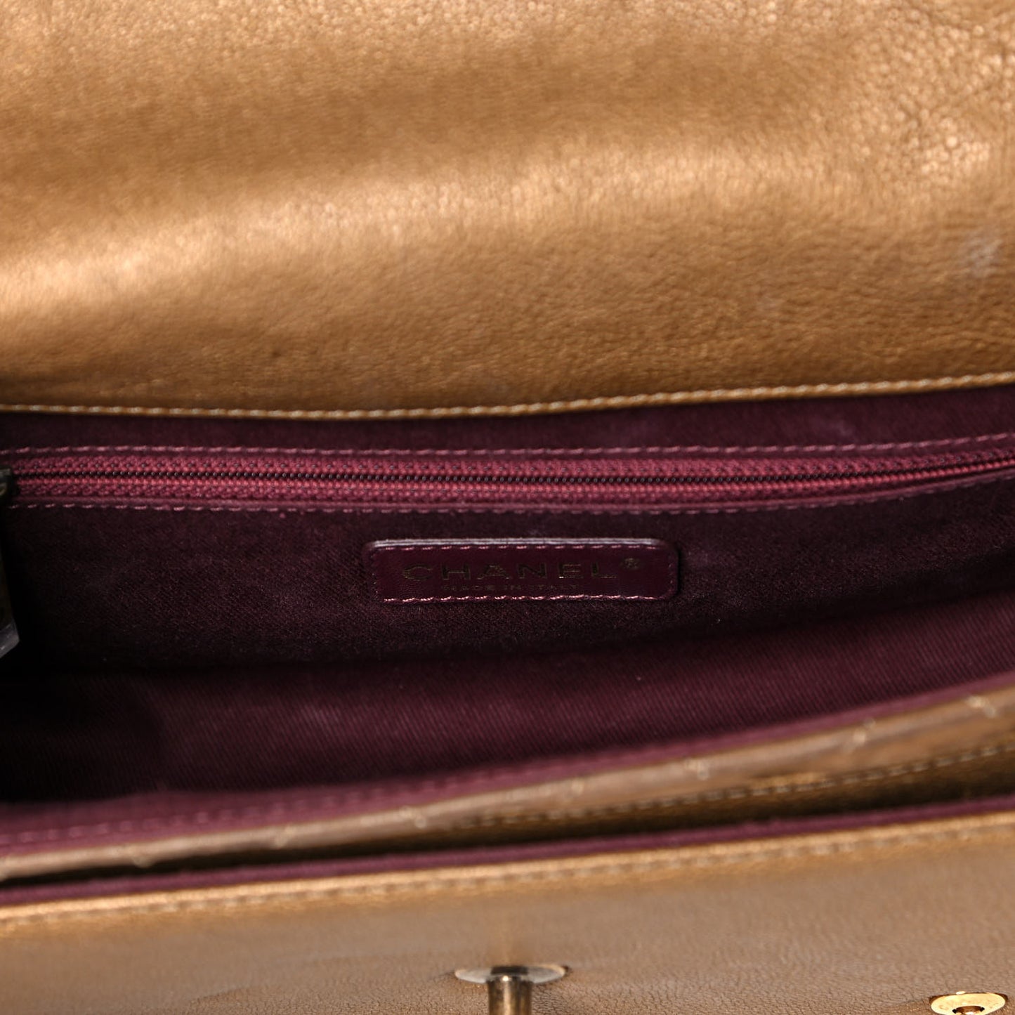 Iridescent Calfskin Back To School Messenger Flap Dark Gold
