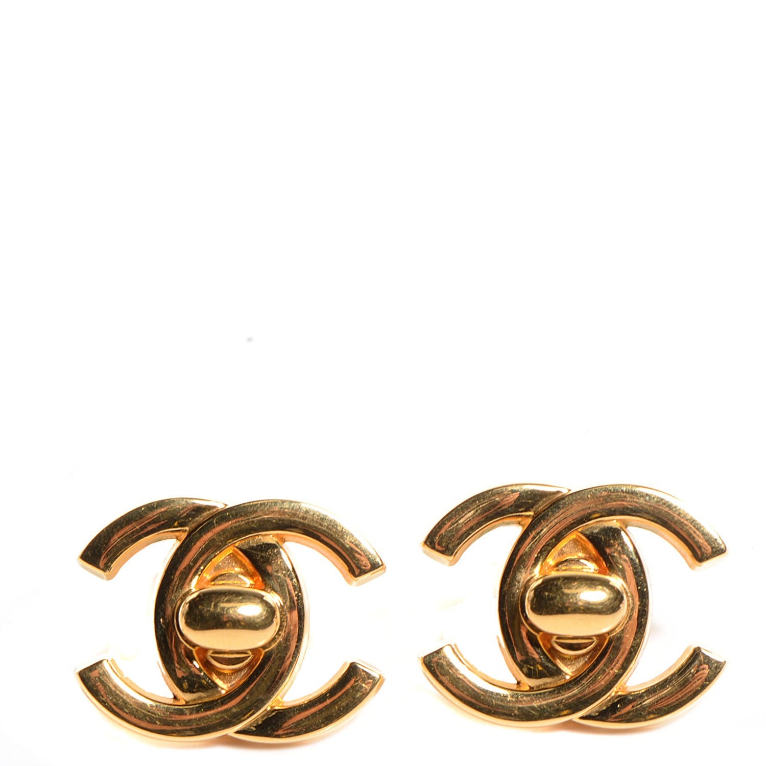 Chanel Metal CC Turnlock Clip On Earrings Gold 1 of 4