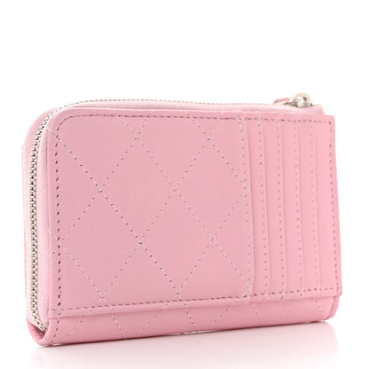 Chanel Lambskin Quilted Zip Card Holder Pink 4 of 8