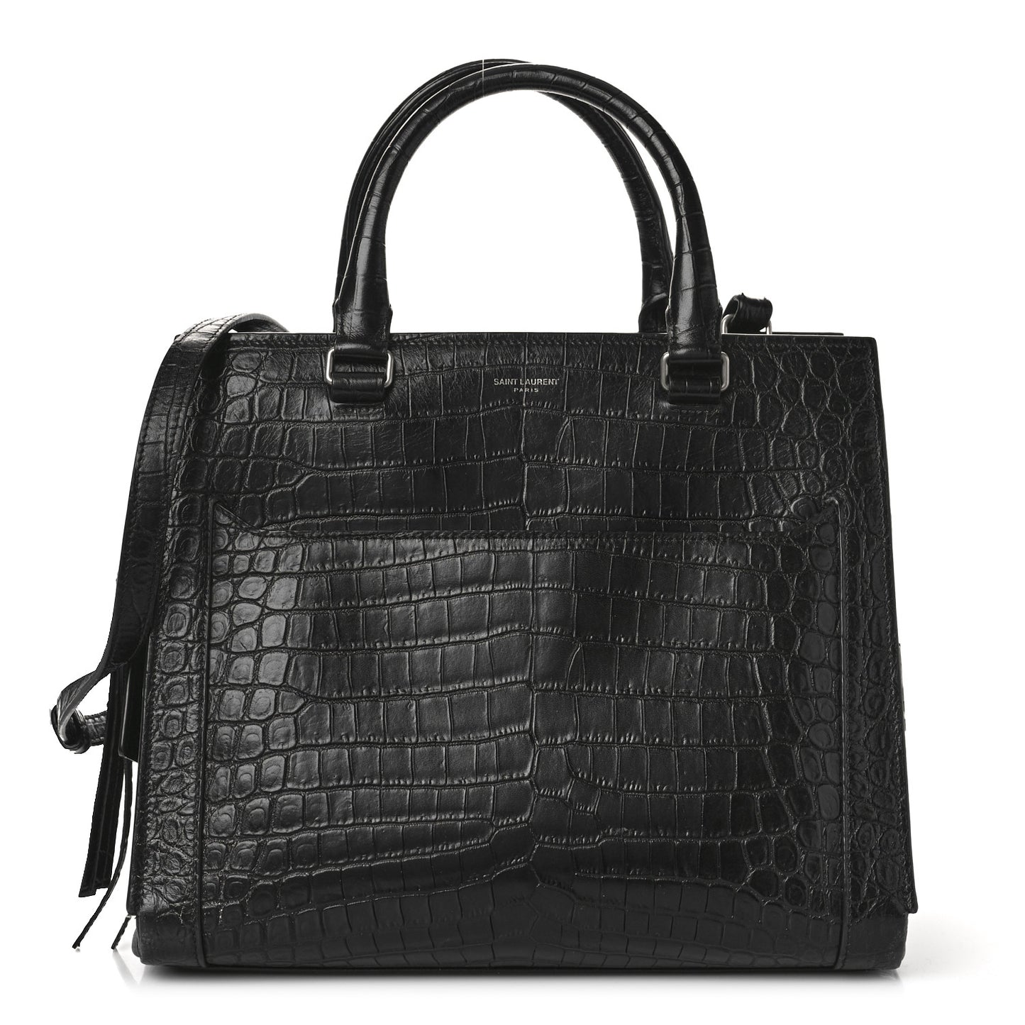 Crocodile Embossed Small East Side Tote Black