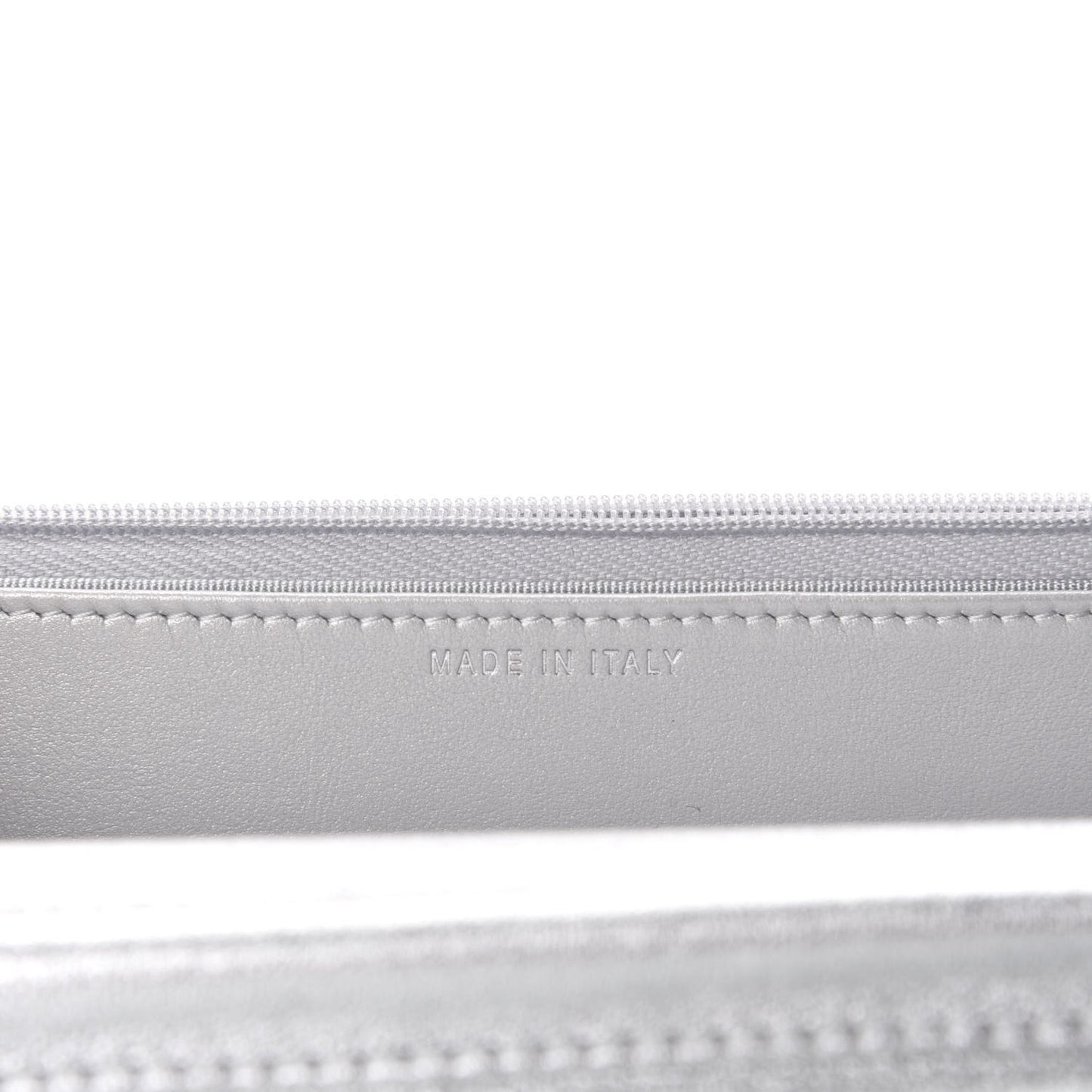 Metallic Lambskin Quilted Wallet On Chain WOC Silver