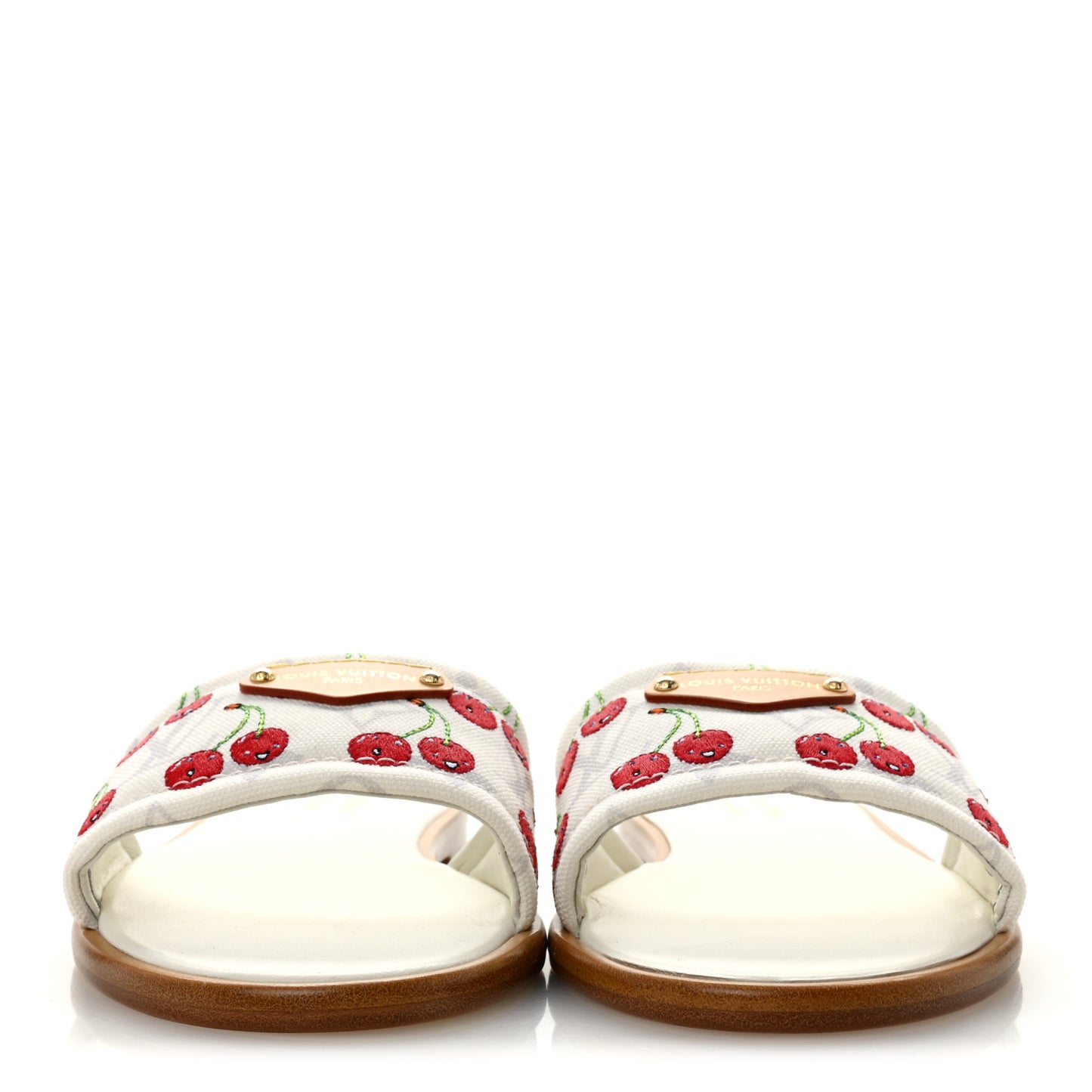 LV x TM Raffia Monogram Cerises Lily Flat Mule 36.5 White