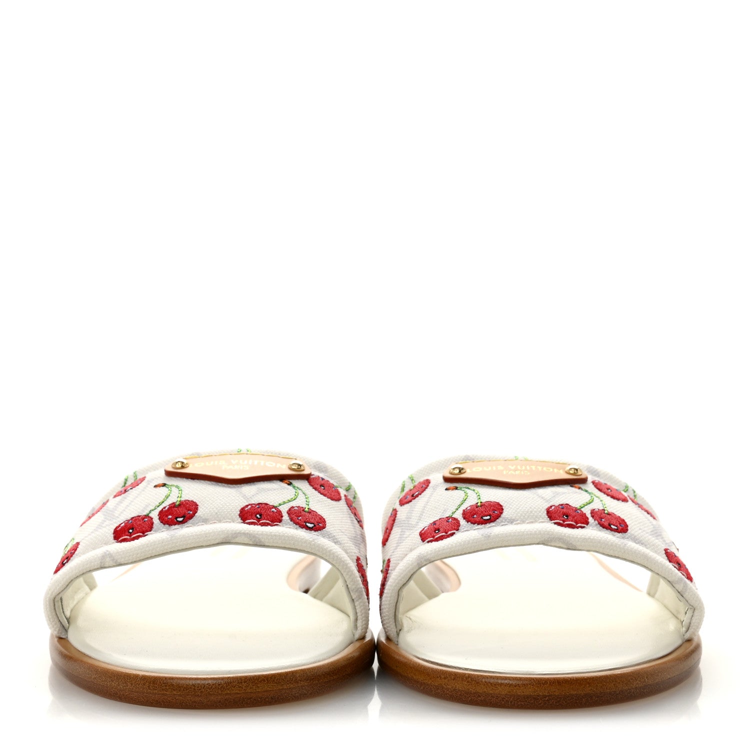Louis Vuitton LV x TM Raffia Monogram Cerises Lily Flat Mule 36.5 White 3 of 10