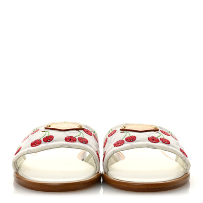 Louis Vuitton LV x TM Raffia Monogram Cerises Lily Flat Mule 36.5 White 3 of 10