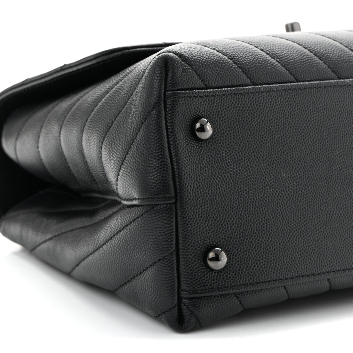 Caviar Chevron Quilted Small Coco Handle Flap So Black