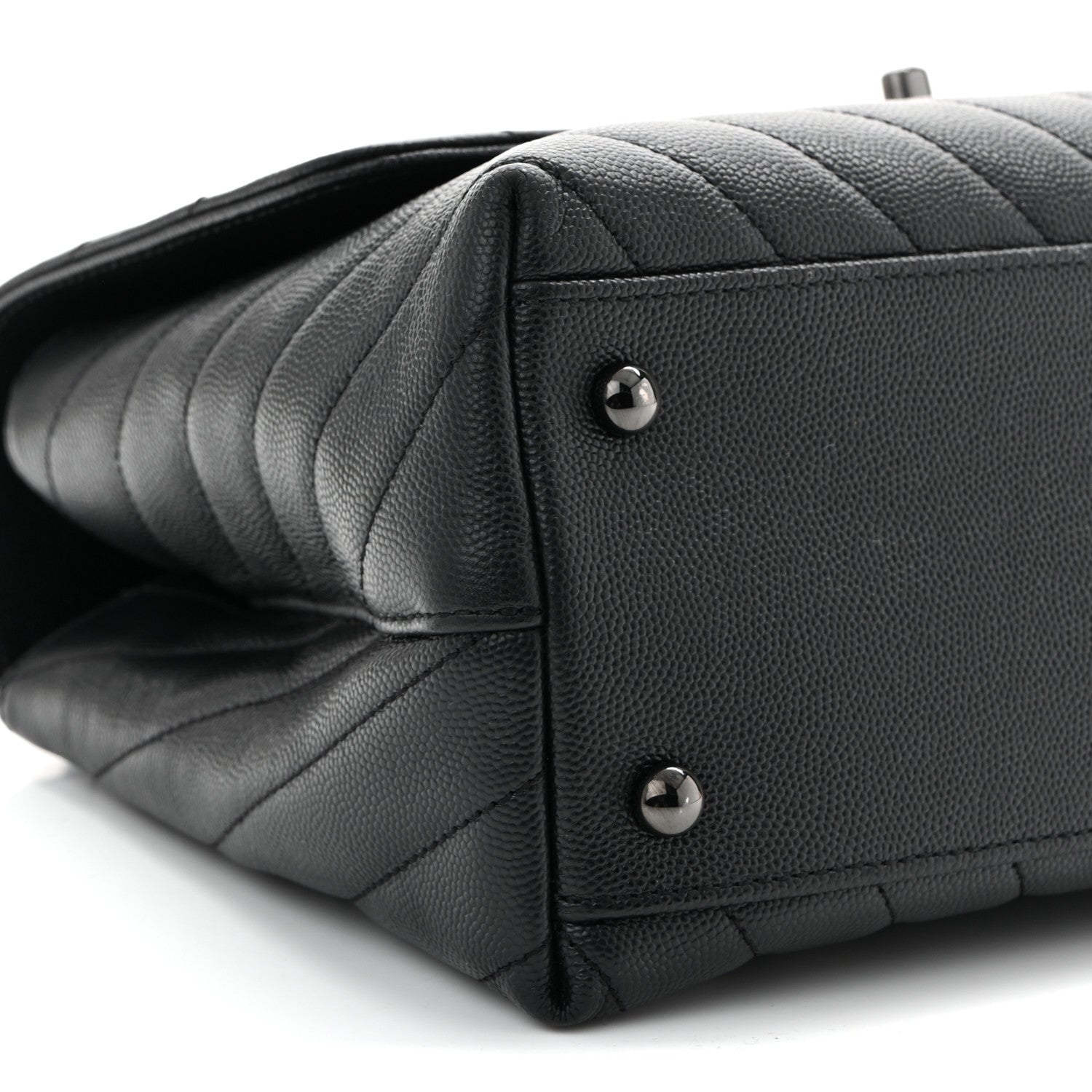 Chanel Caviar Chevron Quilted Small Coco Handle Flap So Black 9 of 10