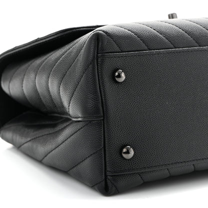 Chanel Caviar Chevron Quilted Small Coco Handle Flap So Black 9 of 10