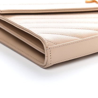 Saint Laurent Grain De Poudre Matelasse Chevron Monogram Chain Wallet Nude Powder 8 of 9