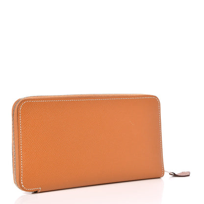 Hermes Epsom Silk'In Wallet Toffee Mykonos Bleu Ciel 3 of 8