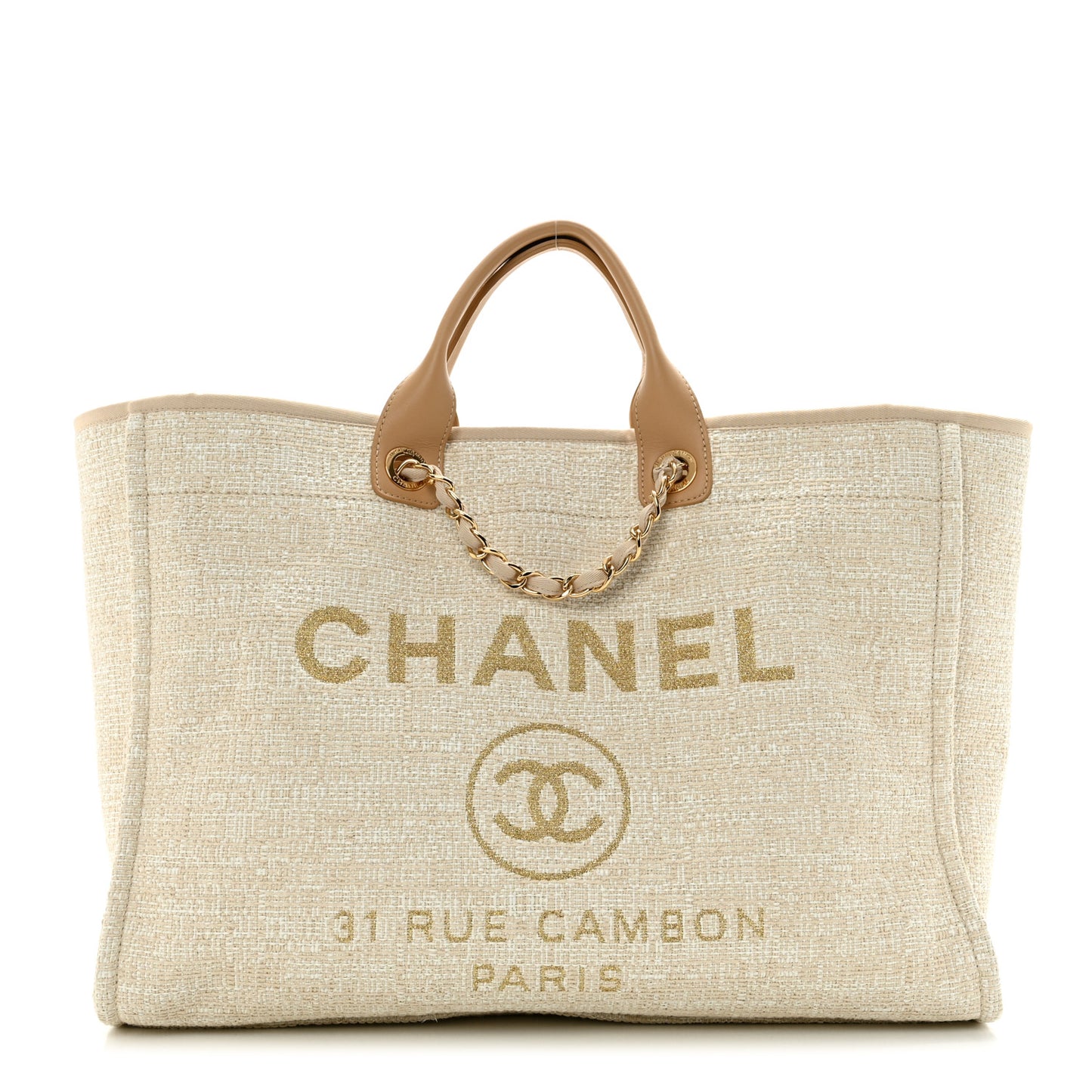 Canvas Large Deauville Tote Light Beige