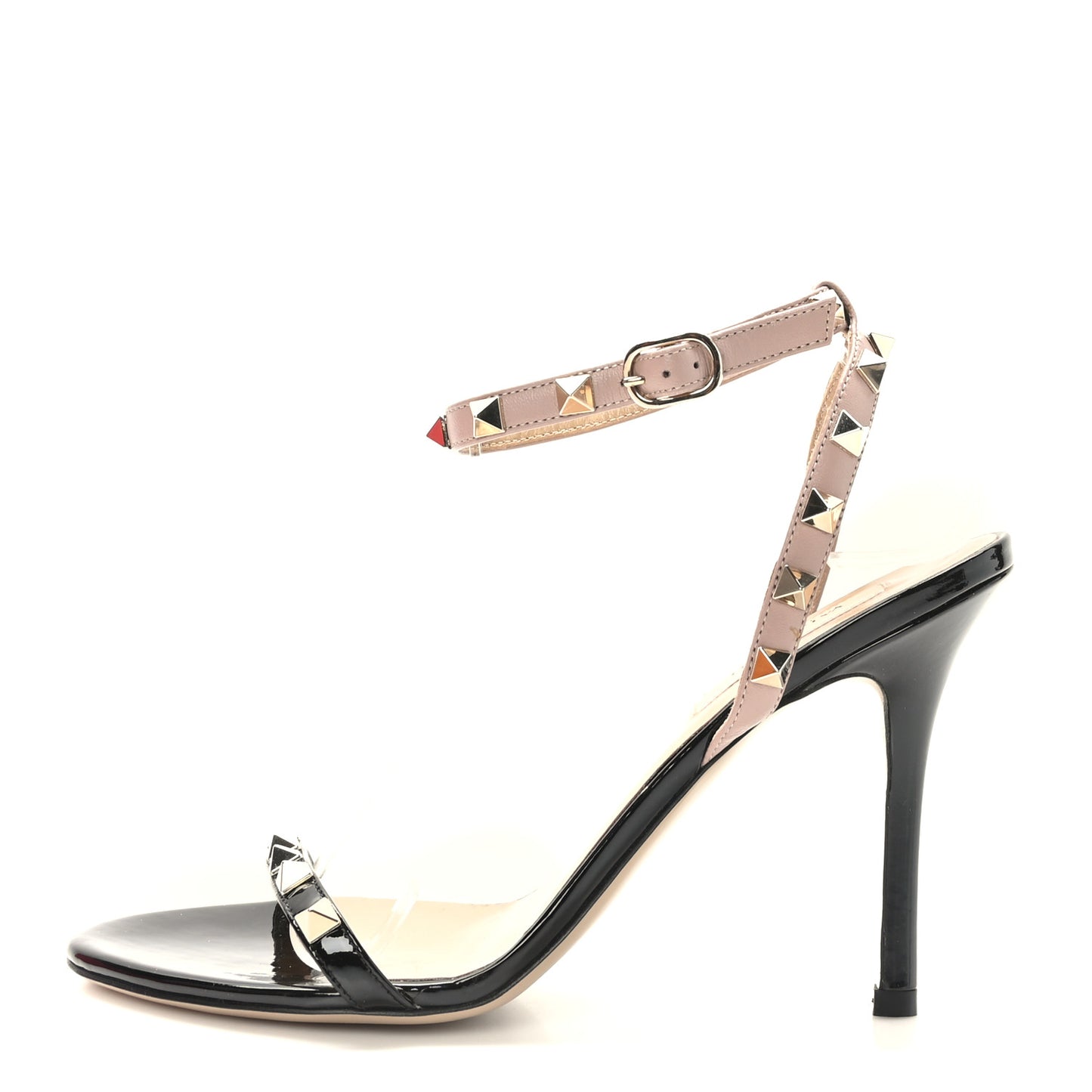 Patent Nappa Rockstud Ankle Strap 100mm Sandals 37.5 Black Poudre
