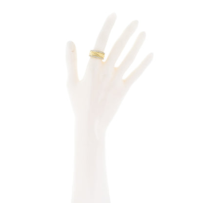 David Yurman 18K Yellow Gold Pave Diamond Cable Cigar Band Ring 6 2 of 5