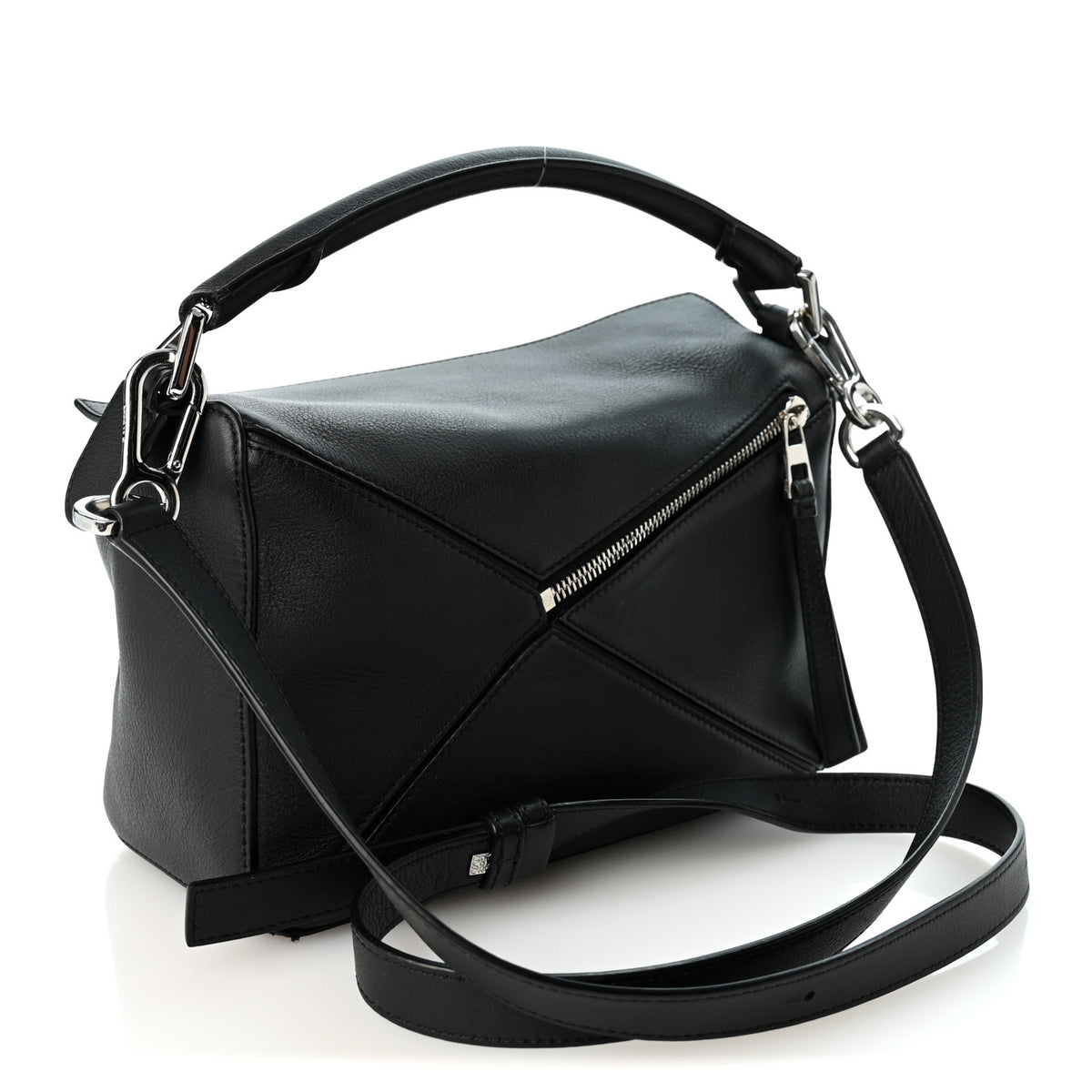 Calfskin Small Puzzle Edge Bag Black