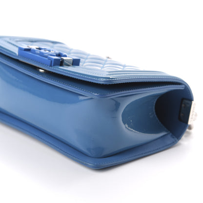 Chanel Patent Calfskin Quilted Small Plexiglass Boy Flap Blue 7 of 10