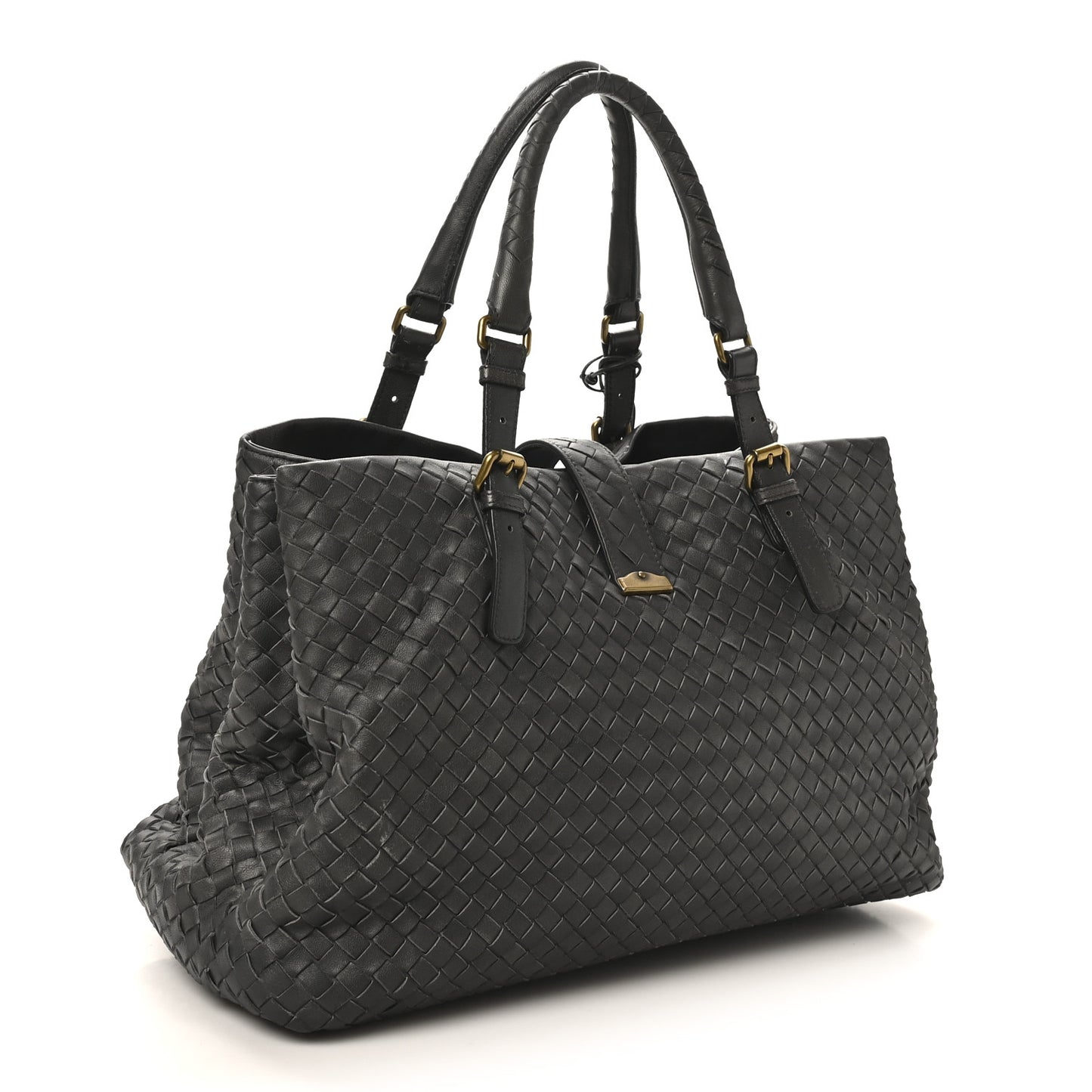 Nappa Intrecciato Medium Roma Tote Ferro Gray