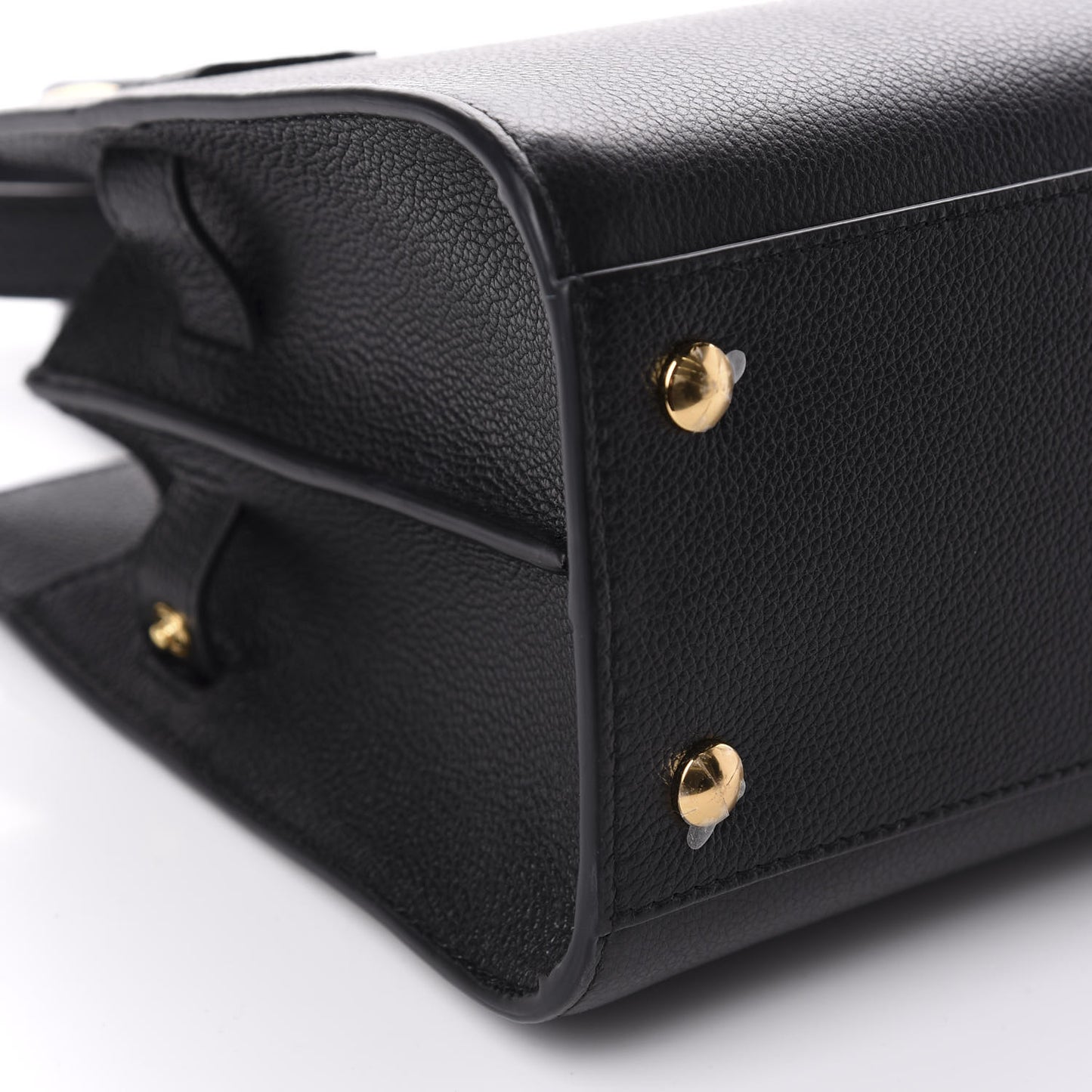 Grainy Calfskin Mini Two Handle Title Bag Black