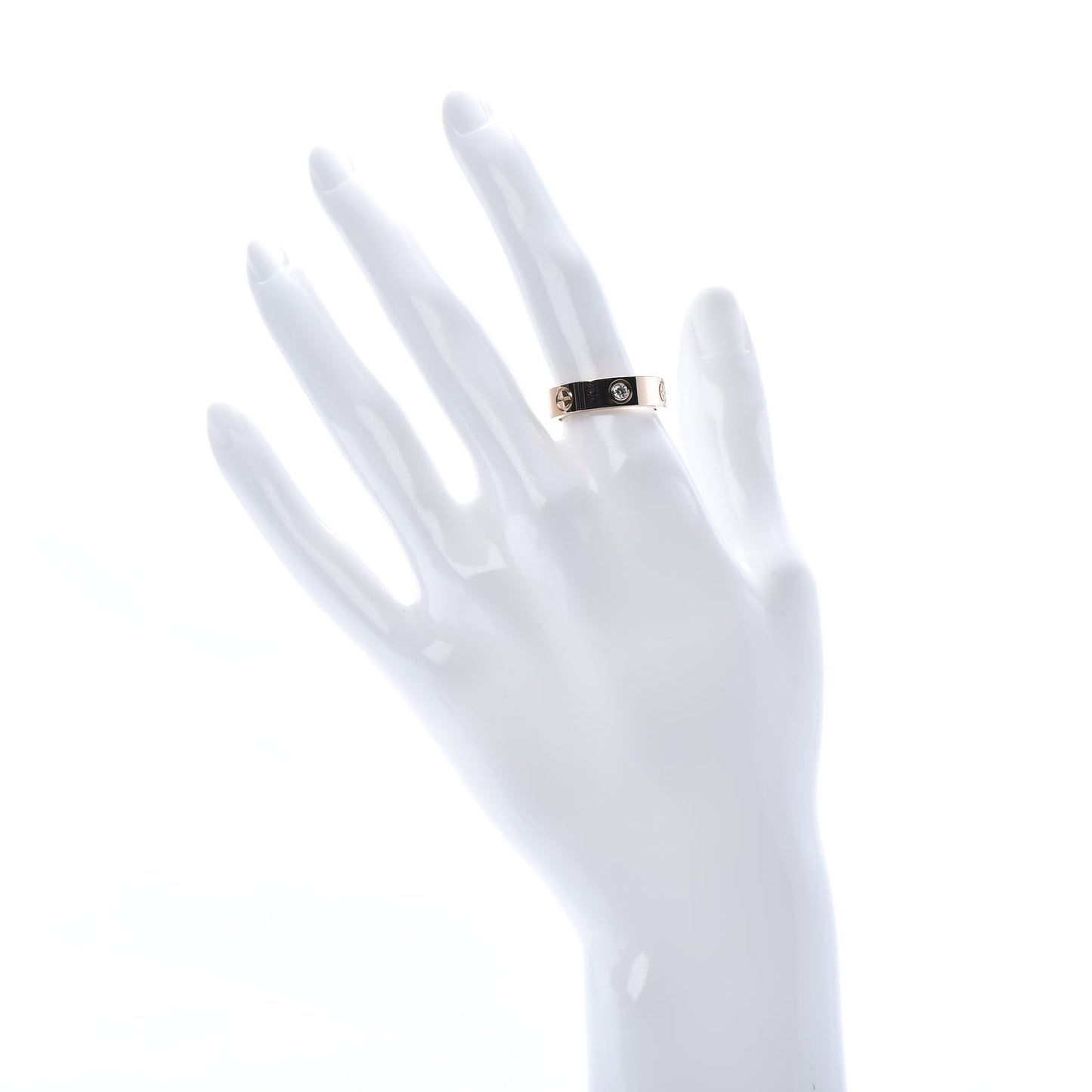 18K Pink Gold 3 Diamond 5.5mm LOVE Ring 55 7.25