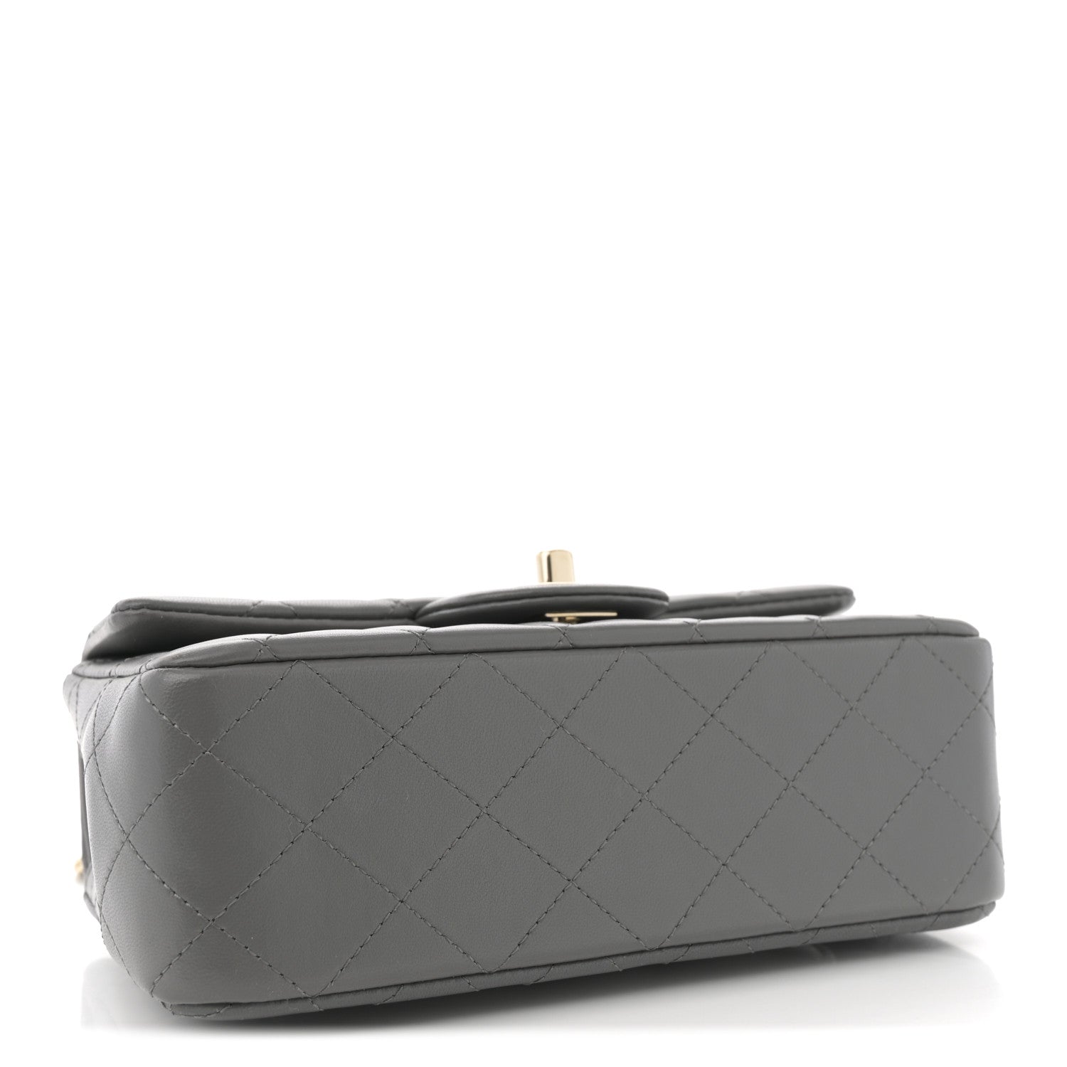 Chanel Lambskin Quilted Mini Top Handle Rectangular Flap Grey 3 of 12