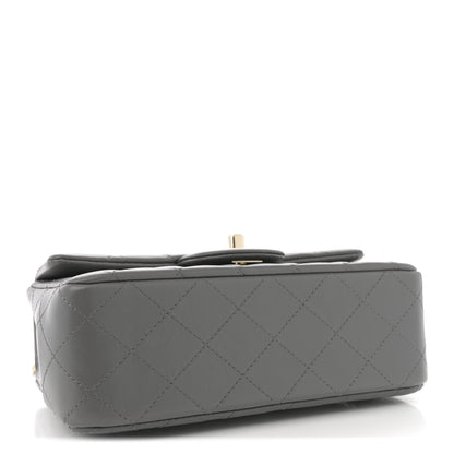 Chanel Lambskin Quilted Mini Top Handle Rectangular Flap Grey 3 of 12